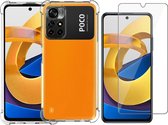 Hoesje geschikt voor Xiaomi Poco M4 Pro - Transparant Backcover Shockproof Case + Glas Screen Protector