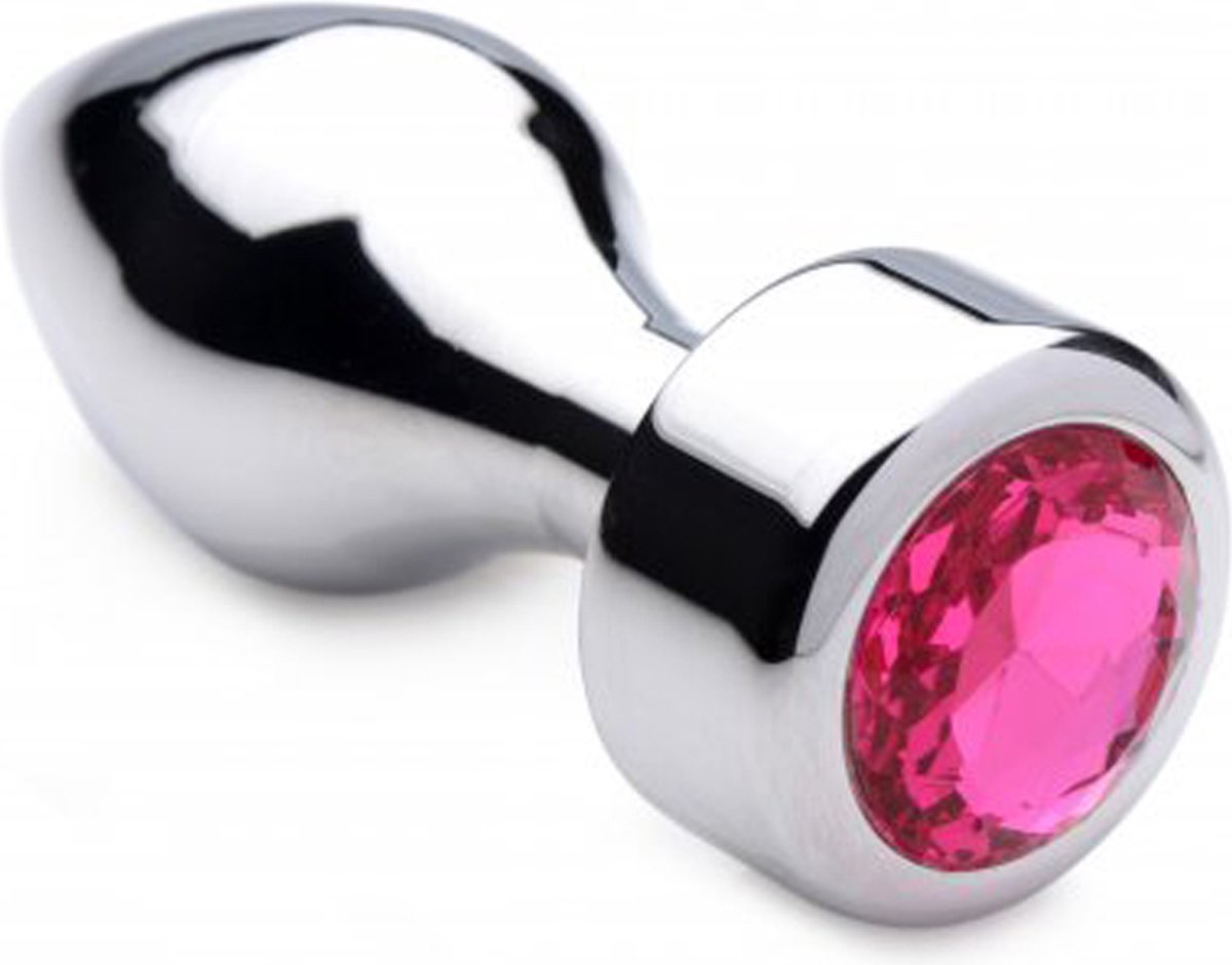 Goedkoopste Aluminum Buttplug Met Roze Kristal - Medium