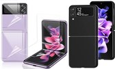 Hoesje geschikt voor Samsung Galaxy Z Flip 3 - Screenprotector Full - Zwart Siliconen Case en Screen Protector