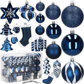 Boules de Boules de Noël Springos | Décorations de Noël | Incassable | 77 pièces | Bleu marine