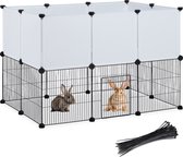 Relaxdays konijnenren binnen - ren metaal kunststof - puppyren - knaagdieren ren - DIY