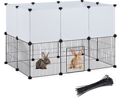 konijnenren - binnen - 72,5 x 110 x 74 cm - knaagdieren - metaal - kunststof