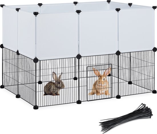 Relaxdays konijnenren binnen - ren metaal kunststof - puppyren -  knaagdieren ren - DIY | bol.com