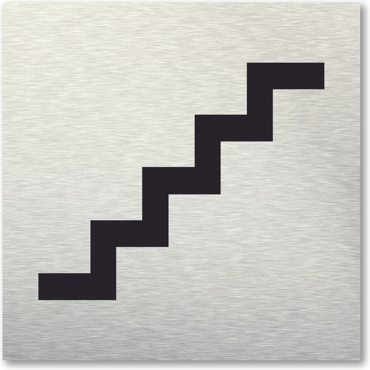 Pictogram Trap - aluminum rvs look - deurbordje - 10 x 10 cm - zelfklevend - vierkant