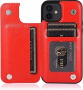 Hoesje geschikt voor iPhone 12 Pro Max - Backcover - Pasjeshouder - Portemonnee - Kunstleer - Rood