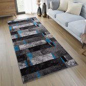 Tapiso Jawa Tapijt Loper Grijs Blauw Woonkamer Slaapkamer Hal Maat - 100x1000