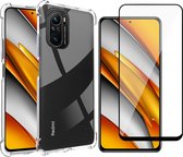 Xiaomi Poco F3 Hoesje - Transparant Backcover Shockproof Case + Glas Full Screen Screenprotector