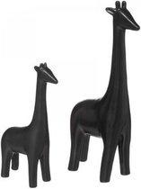 Beeld - beeldjes - giraf - giraffe -  set 2 stuks - zwart - 14 en 20 cm