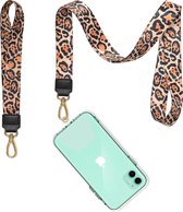 Wondersathome® Universeel telefoonkoord Set Leopard bruin - telefoon koord voor telefoon hoesje - phone strap - verstelbare afneembare schouderhals - universeel voor elke mobiele t