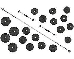 50kg Halterset Gewichtenset Fitness set Dumbell inc 50 kg Halterschijven + 2 Dumbellstangen 45cm + Halterstang Recht 180cm