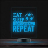 Led Lamp Met Gravering - RGB 7 Kleuren - Eat Sleep Play Football Repeat