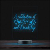 Led Lamp Met Gravering - RGB 7 Kleuren - A Celebration Of Love