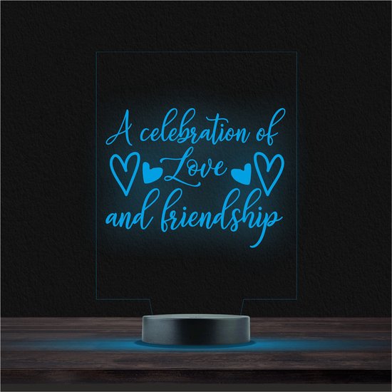 Led Lamp Met Gravering - RGB 7 Kleuren - A Celebration Of Love