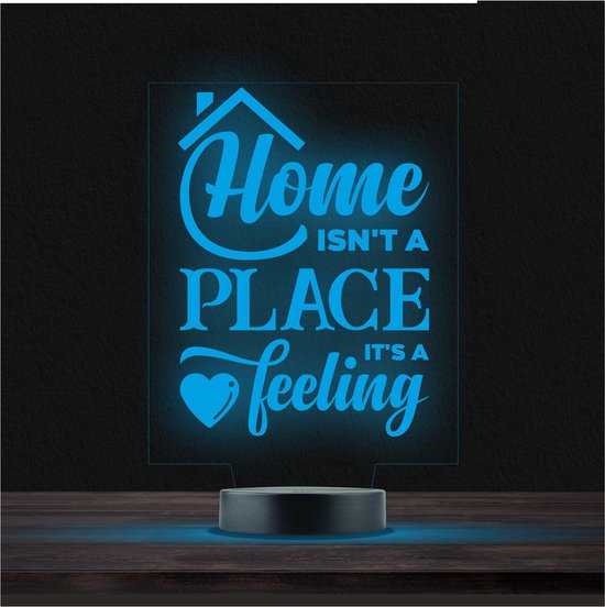 Led Lamp Met Gravering - RGB 7 Kleuren - Home Isnt A Place