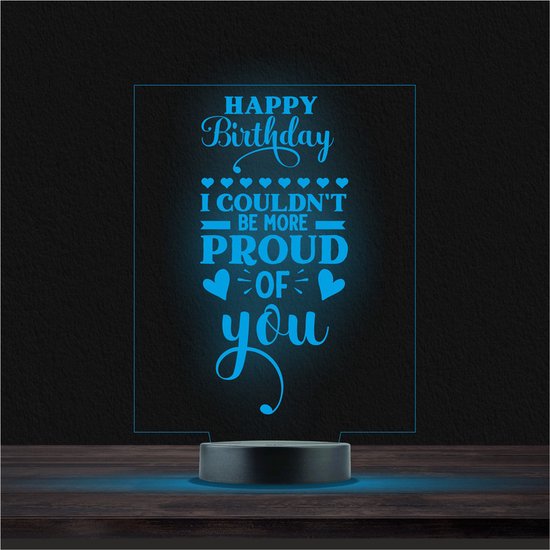 Led Lamp Met Gravering - RGB 7 Kleuren - Happy Birthday