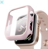 MY PROTECT - Hoesje Geschikt Voor Apple Watch 44mm - Bescherm Case & Screenprotector In 1 - Licht Roze