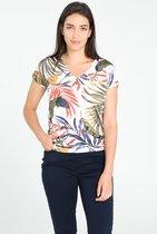 Cassis - Female - T-shirt met bladprint  - Groen