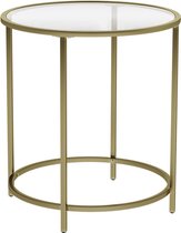 Segenn's bijzettafel - bijzettafel ronde - salontafel - nachtkastje - glazen tafel - met gouden metalen frame - robuust gehard glas - stabiel - goud