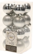 48x Zilveren kunststof kerstballen 4 cm - Mat/glans - Onbreekbare plastic kerstballen - Kerstboomversiering zilver