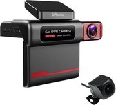 DrPhone DC1 – Dashcam - Real Ultra HD 2K+1080P – Nachtzicht - 24 uur parkeerbewaking - HUAWEI Hisilicon Chip -  360 ° gedraaide lens – Zwart / Rood