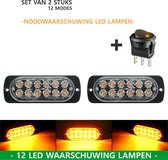 2 stuks Waarschuwingslamp (2-PACK) - 12V / 24V LED - 36W - 2000K - Noodverlichting - Werkverkeer - 12LED - 18 Modes - Flitspatronen - AMBER - Oranje - Knipperlampen - Waarschuwings