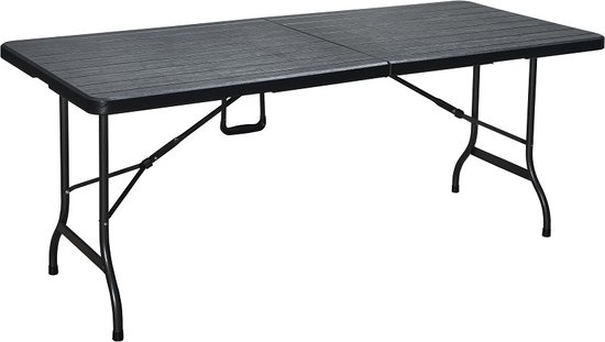 Vouwtafel met Banken - Campingtafel Set - picknicktafel - Zwart Houtlook van Merkloos — afbeelding 2