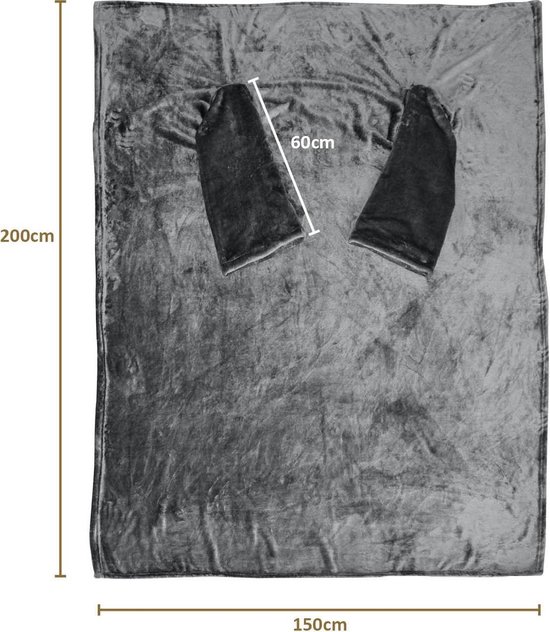 Fleece deken XXL met mouwen - plaid met mouwen - 150x200cm - super zacht, fleece XXL – wasbaar en non peeling - O'daddy - cadeau tip