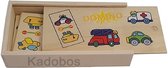 Houten domino vervoer - tegels hout met voertuigen - 28 delig - Playwood