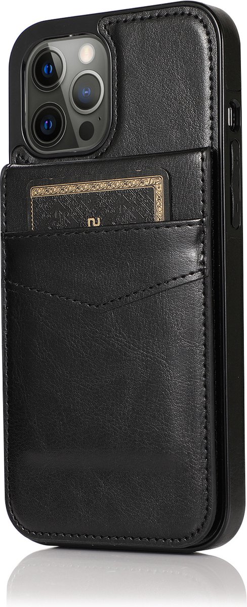 Hoesje geschikt voor iPhone 8 - Backcover - Pasjeshouder - Portemonnee - Kunstleer - Zwart