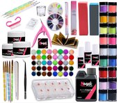 Acrylnagels Set | Nepnagels | Acryl Nagels Kit Starterspakket | Basispakket | Acrylnagels | Nail Art Pakket | 60 kleuren Acryl Poeders/Glitters | 500 Franse Tips | Acrylic Liquid |