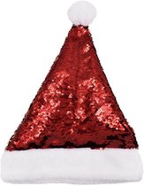 Fienosa Kerstmuts Glitter Pailletten - Rood - Goud - Omvang 25 cm - Kerstcadeau
