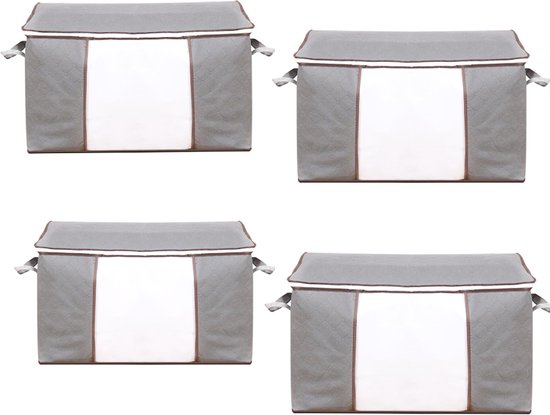 Opbergzak Organizer - Opvouwbare Opbergtas Organisatoren -Opbergtas en Organiser voor Dekbed en Kleding - Opvouwbaar - -Opbergtas Kleding - 4 Stuks 70x50x30cm 65 XL - Organizer voor Dekbed - Opbergzak - Opbergers voor Seizoenskleding-Grijs
