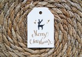 Labels Hert Merry Christmas wit kraft 4,5 cm x 6,5 cm (set van 10 stuks) - Kerst - Cadeaulabels - Labels - Kerstlabels