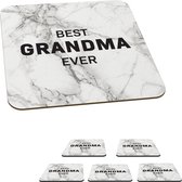 Onderzetters voor glazen - Best grandma ever - Quotes - Spreuken - Oma - 10x10 cm - Glasonderzetters - 6 stuks