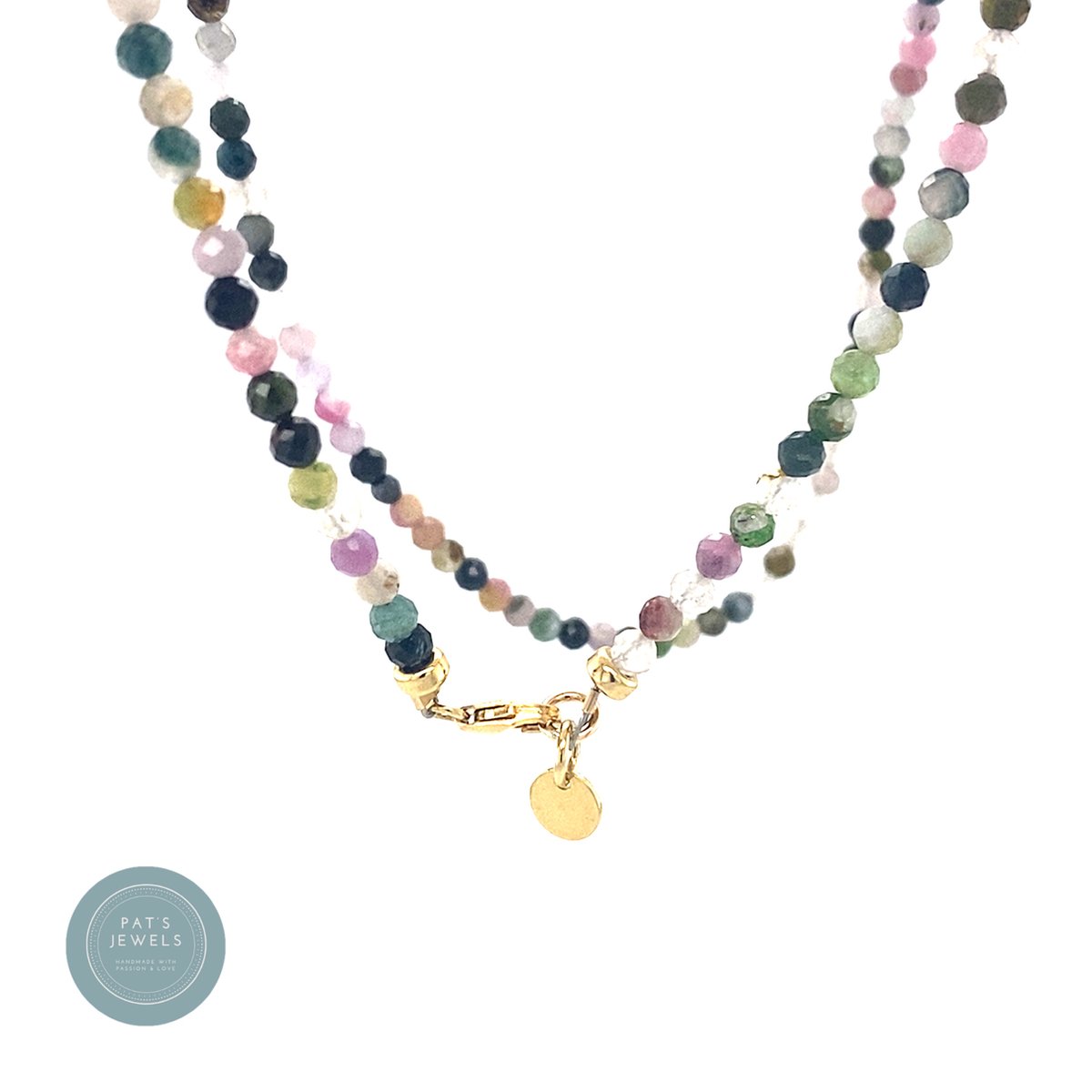 Pat's Jewels Ketting - Edelsteen - Tourmalijn - Edelsteen - Natuursteen - Zilver verguld