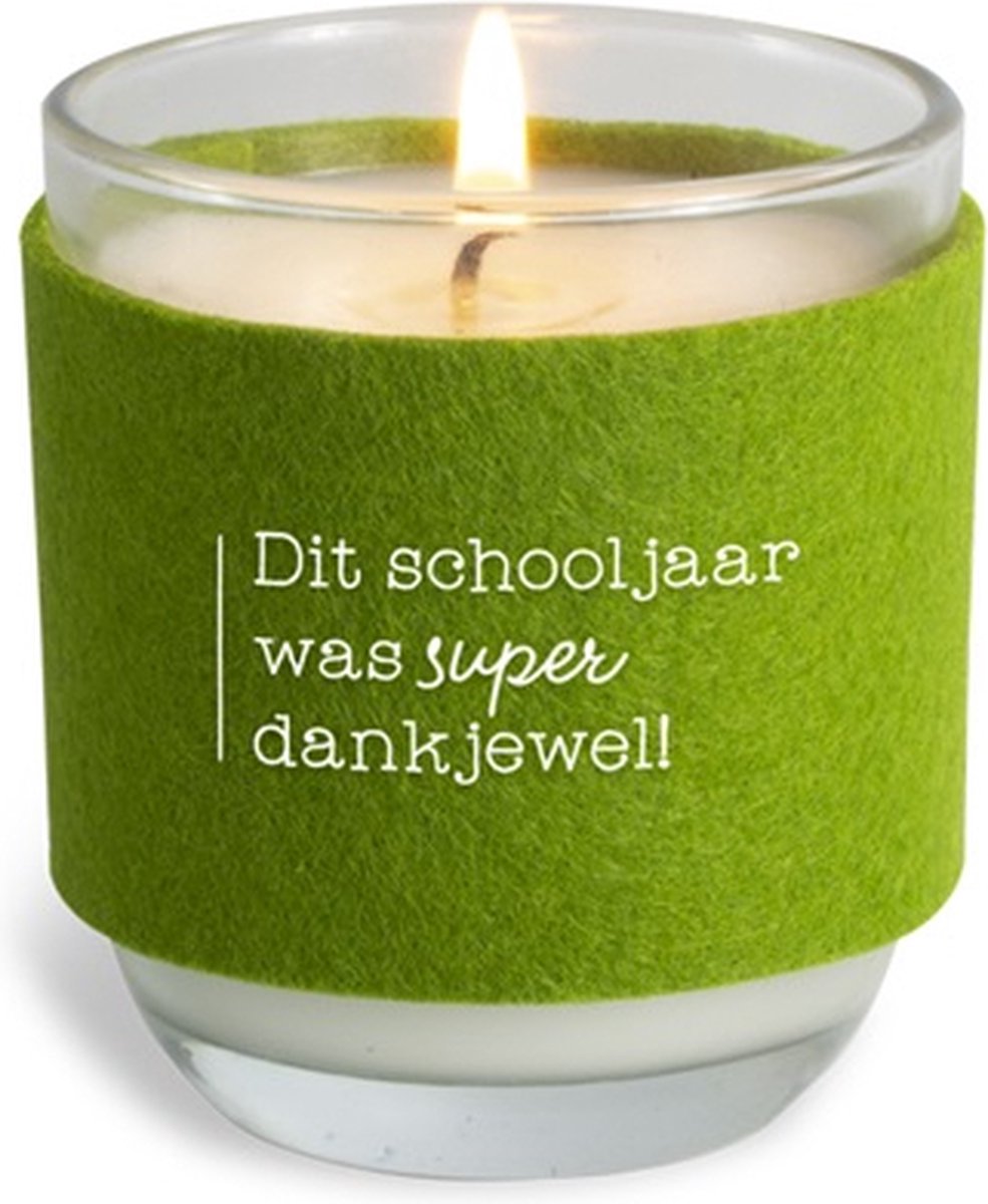 Miko Bedankt-schooljaar-juf-meester-einde schooljaar-kaars-cosy candle wit