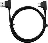 Micro USB kabel - 1 meter - Gehoekte aansluitingen - Zwart