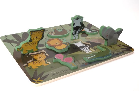 Houten dieren puzzel - HOUTEN DIERENPUZZEL JUNGLE - HOUTEN VORMENPUZZEL