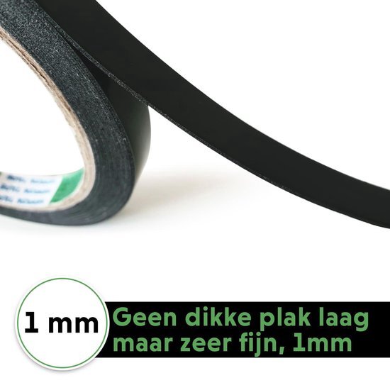 24ME® Dubbelzijdig Foam Tape - Zwart - Montagetape - 1cm x 1mm x 3M - Schuimtape - Hittebestendig - 24ME