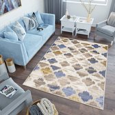 Tapiso Asthane Vloerkleed Beige Bruin Blauw Woonkamer Slaapkamer Tapijt Maat - 180x250