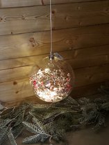 Mix en Match - Glazen kerstbal -kersthanger- Kerstbal - XXL - verlichting - Glas - 19cm