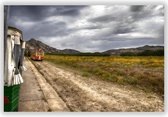 Wanddecoratie - Foto op Plexiglas - Plexiglas Schilderij - De groene trein door Sardinië - Fons Kern - 120x70 cm