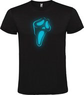 Zwart T-Shirt met “ Scream “ logo Glow in the dark Blauw Size XS