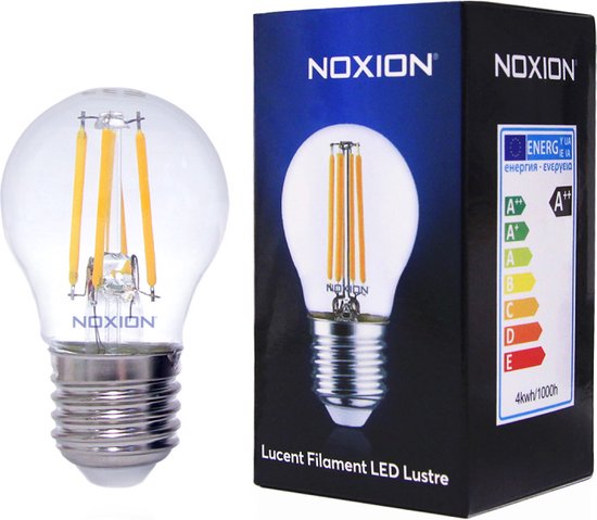 Noxion Lucent Lustre LED E27 Kogel Filament Helder 4.5W 470lm - 827 Zeer Warm Wit | Dimbaar - Vervangt 40W.