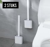Flexibele siliconen wc borstel (2 stuks)- Toiletborstel - kleur wit