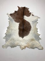 75. Geitenhuid / Geitenvacht 86 x 100 cm – Decoratief – Natuurproduct – Vloerkleed – Dierenvel – Wit, Bruin, Zwart