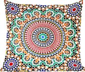 Sierkussen - Een Bovenaanzicht Van Marokkaans Mozaïek - Multicolor - 45 Cm X 45 Cm