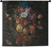 Wandkleed - Wanddoek - Festoen van vruchten en bloemen - Schilderij van Jan Davidsz. de Heem - 90x90 cm - Wandtapijt