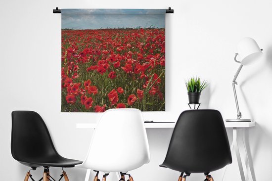 Tapisserie - Tapisserie - Une prairie pleine de coquelicots - 90x90 cm - Tapisserie