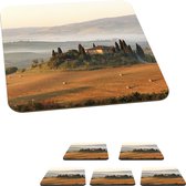 Onderzetters voor glazen - Toscane - Landschap - Italië - 10x10 cm - Glasonderzetters - 6 stuks